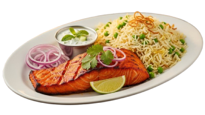 TANDOOR SALMON WITH RICE